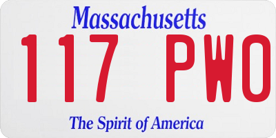 MA license plate 117PW0