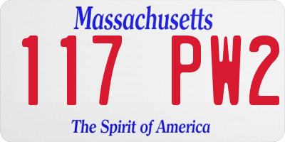 MA license plate 117PW2