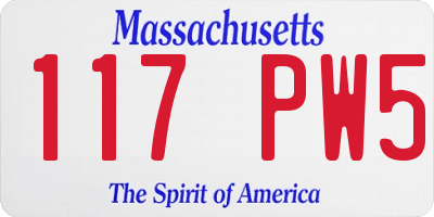 MA license plate 117PW5