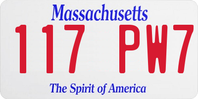 MA license plate 117PW7