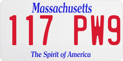 MA license plate 117PW9