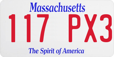 MA license plate 117PX3