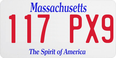 MA license plate 117PX9