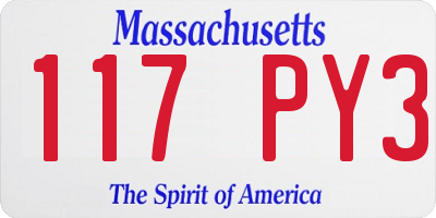MA license plate 117PY3