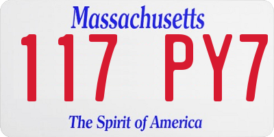 MA license plate 117PY7