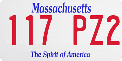 MA license plate 117PZ2