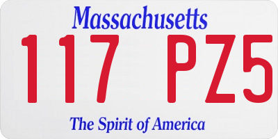 MA license plate 117PZ5