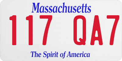 MA license plate 117QA7