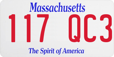 MA license plate 117QC3