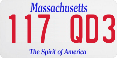 MA license plate 117QD3