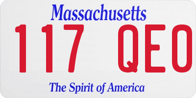MA license plate 117QE0