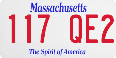 MA license plate 117QE2