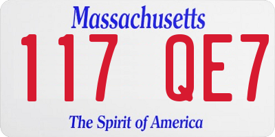 MA license plate 117QE7
