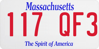 MA license plate 117QF3