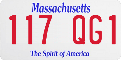 MA license plate 117QG1