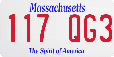 MA license plate 117QG3