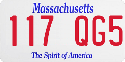MA license plate 117QG5