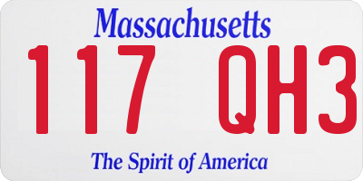 MA license plate 117QH3