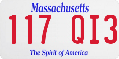 MA license plate 117QI3