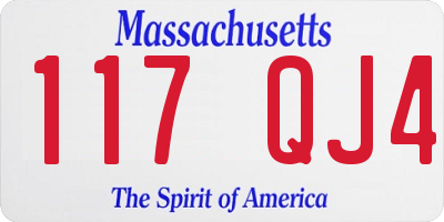 MA license plate 117QJ4
