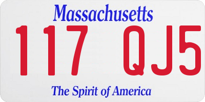 MA license plate 117QJ5