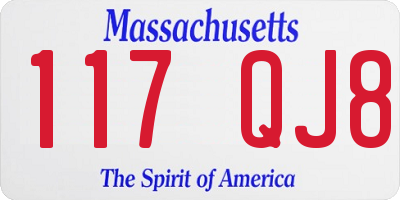 MA license plate 117QJ8