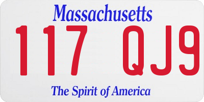 MA license plate 117QJ9