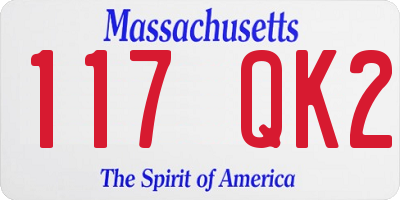 MA license plate 117QK2