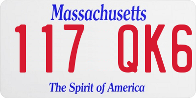 MA license plate 117QK6