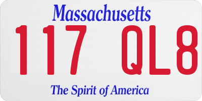 MA license plate 117QL8