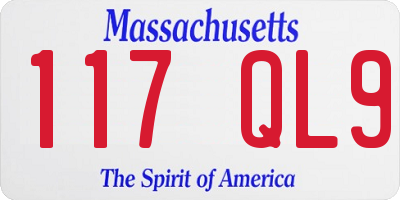 MA license plate 117QL9