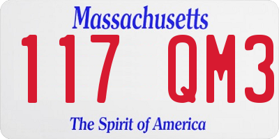 MA license plate 117QM3