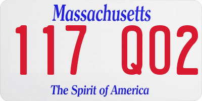 MA license plate 117QO2