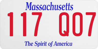 MA license plate 117QO7