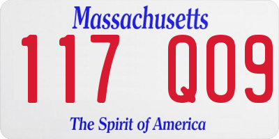 MA license plate 117QO9