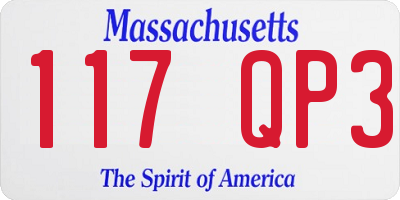 MA license plate 117QP3