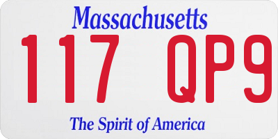 MA license plate 117QP9