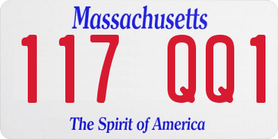 MA license plate 117QQ1