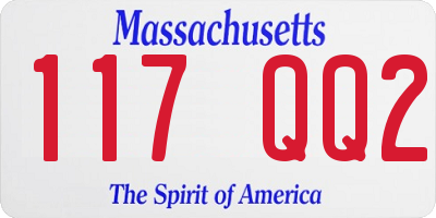 MA license plate 117QQ2