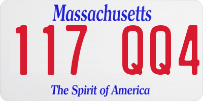 MA license plate 117QQ4