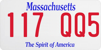 MA license plate 117QQ5