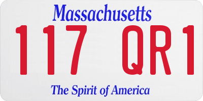 MA license plate 117QR1