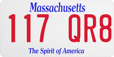 MA license plate 117QR8