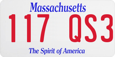 MA license plate 117QS3
