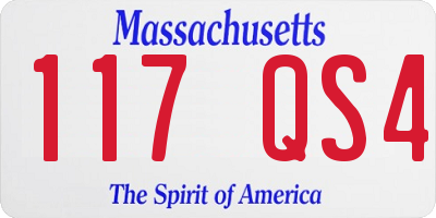 MA license plate 117QS4