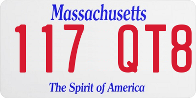 MA license plate 117QT8