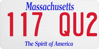 MA license plate 117QU2