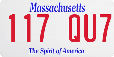 MA license plate 117QU7
