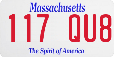MA license plate 117QU8