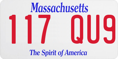 MA license plate 117QU9